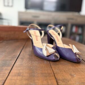 AUTHENTIC Miu Miu Purple and Cream Heels